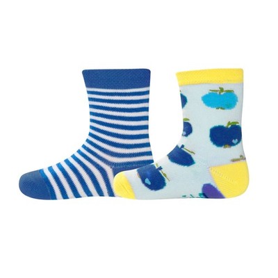byGraziela by ewers 2 Paar Socken Baby Ringel Äpfel Blau Gelb Gr. 19-22 / 80-86