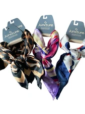 4 x Scarf - Stripes, Polka Dots, Animal Prints - 19in Square NEW Juncture