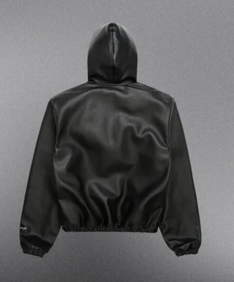 Justin Bieber SKYLRK Hailey leather hooded jacket medium black | eBay