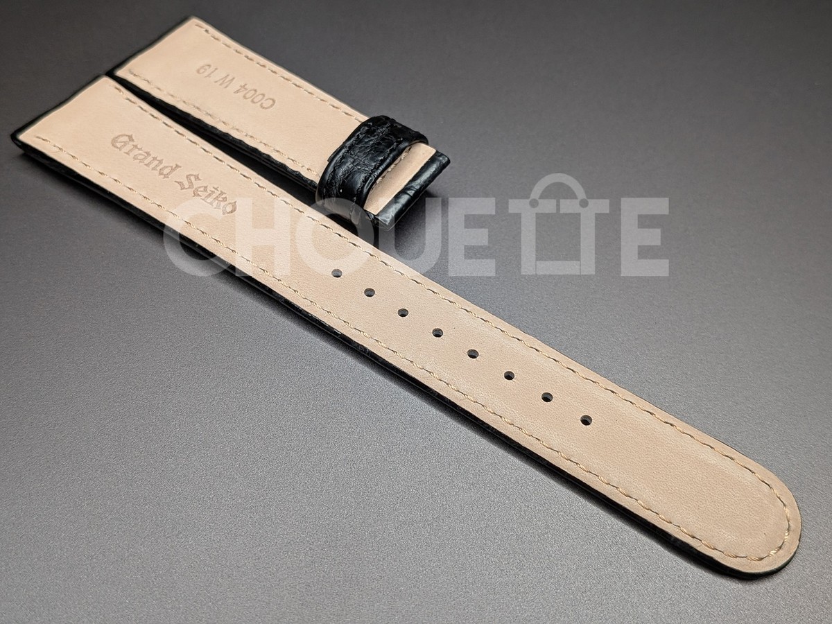 グランドセイコー　純正Dバックル・革ベルト　SBGR087/9S65-00B0 OEM Grand Seiko SBGR087 SBGR287 / 9S65-00B0 19mm Black Crocodile