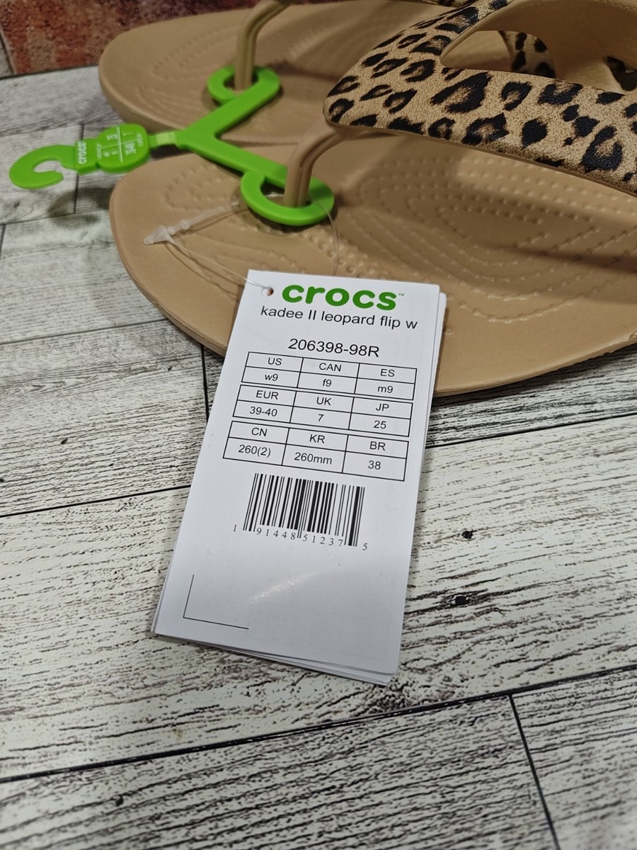 Crocs Kadee II Flip Flops Women's Size 9 Leopard Sandals 206398