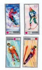 POLAND (1972) SAPPORO WINTER OLYMPIC GAMES (FULL set of 4) MNH, 2 w/ gum disrupt