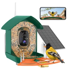 Bird Feeder with Camera,WiFi Smart Bird House with Cam Solar Powered for Outd...