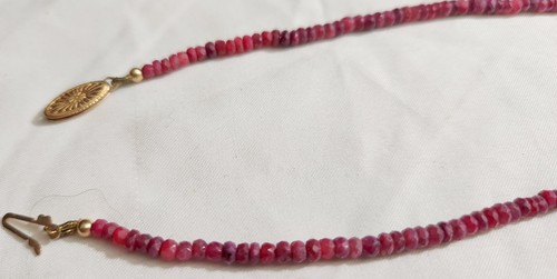 14KT & NATURAL RUBY STONE NECKLACE L-17" WT. 12.7 GRAMS - Picture 5 of 6