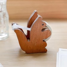Clear Tape Dispenser - Wooden Squirrel Cute Design for Office & School Desktop -