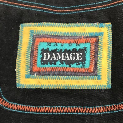 MAJOR DAMAGE 当時物 Vtg Tee Vintage Major Damage Shirt Mens Large Black Button Up Denim