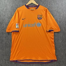 VTG NIKE FC Barcelona 2006-07 Football Jersey Mens 2XL Orange Alternate Kit LFP
