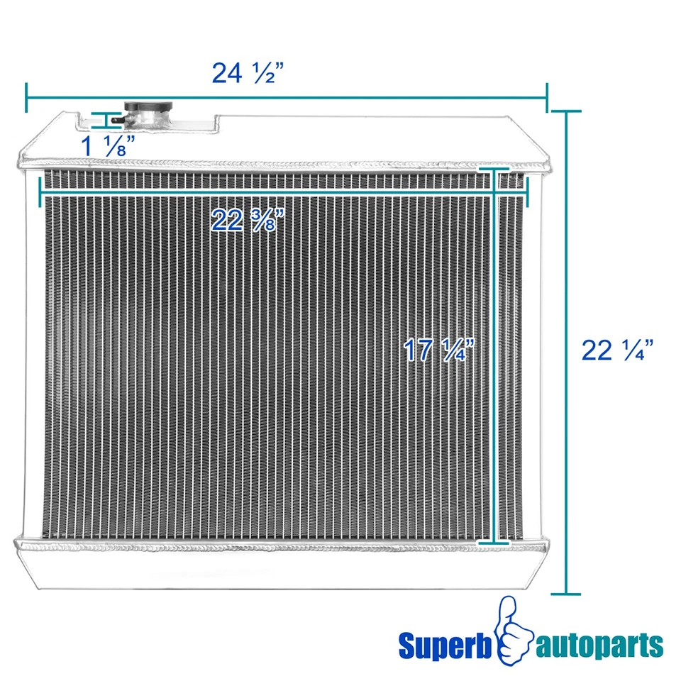 Fits 1963-1966 Chevy GMC C/K 3-Row Tri-Core Racing Aluminum Cooling Radiator Foto 4 de 4