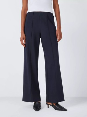 John Lewis Stretch Hose dunkelblau Ponte weites Bein Pull On UK 8   neu mit Etikett 49£