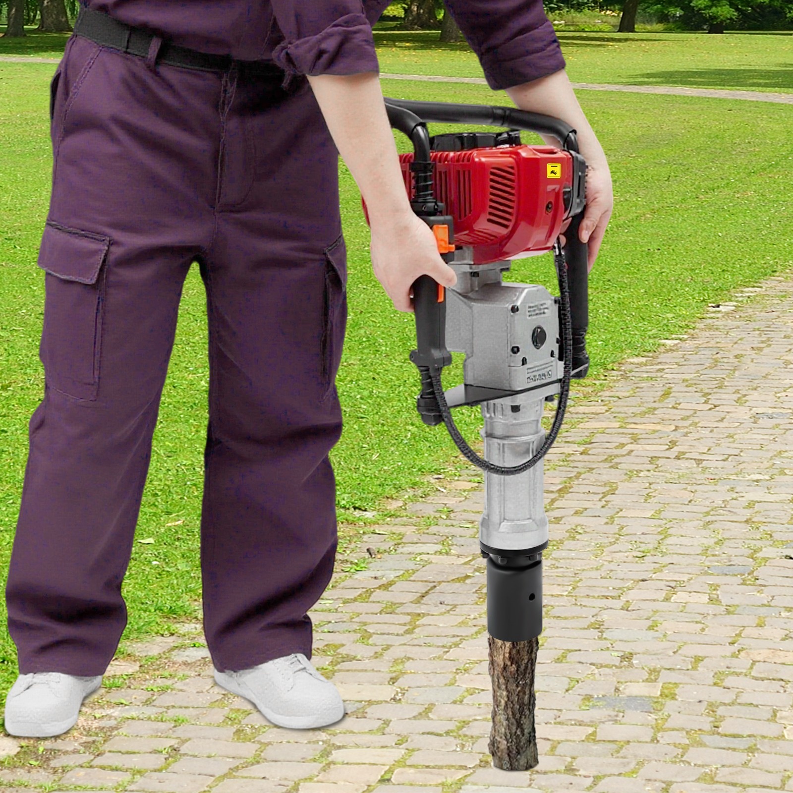 2.3HP Heavy Duty Gas Powered 52CC Fence Pile Driver T-Post Push Gasoline Engine