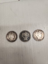 1902 P- O- S Circulated Barber Half Dollars 90 Silver 3 Coin Lot