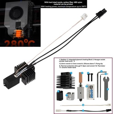 Für QIDI X-Max3/Plus3 3D-Drucker Upgraded Keramik Hot End Stahl Düse Kit Zubehör