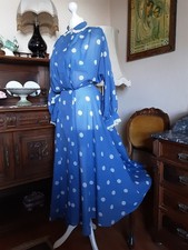 Original 40er Morgenmantel 36 38  Vintage Negligee Blau Punkte Dots gepflegt Top