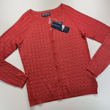 Jones New York Red Glittery Button Down Cardigan Petite Medium NWT