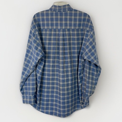 Gitman Bros Size Large Long Sleeve Button Down Shirt Blue White Plaid Cotton - Picture 3 of 7