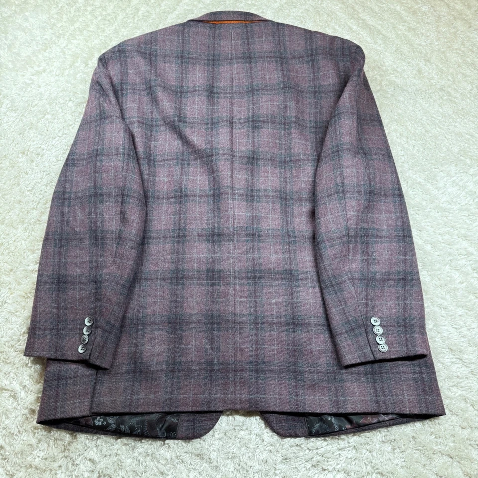 Blazer TALLIA Para Hombre 48R Púrpura Mezcla de Lana a Cuadros Dos Botones Abrigo Deportivo Preppy Papá Foto 2 de 4