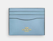 Coach Slim Id Card Case Powder Blue,shiny crinkle  leather