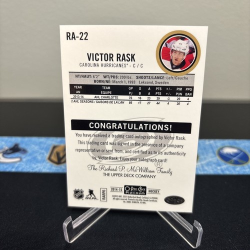 2014-15 O-Pee-Chee Platinum - Rookie Autographs Victor Rask Carolina Hurricanes - Picture 2 of 2