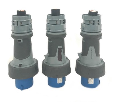 Lot of 3 Mennekes 62327 PowerTOP Xtra Industrial Plugs 3P+N+E 60A 4W 250VAC IP67