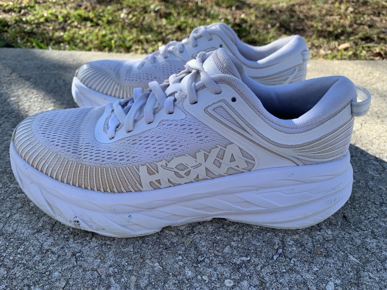 Size 6.5 - HOKA ONE Bondi 7 Women’s Running Walking Shoe Cushioned White thumbnail 6