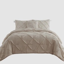 VCNY Home Beige Carmen Pintuck 4-Piece Comforter Set Size, King