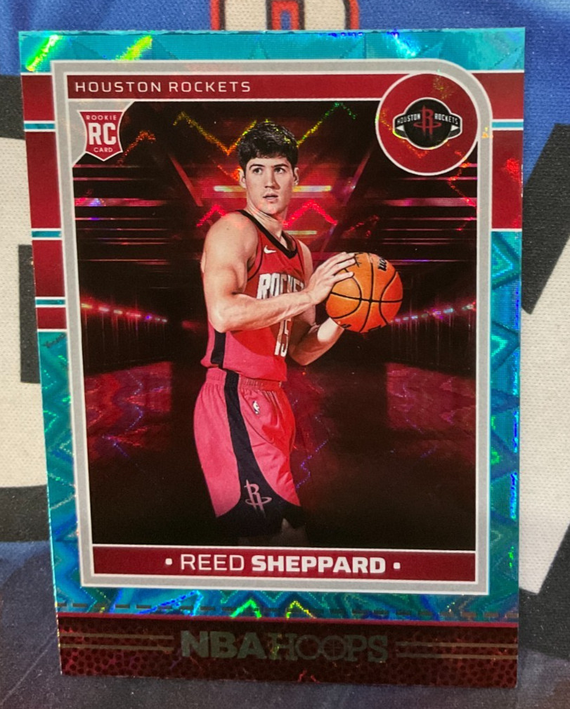 2024-25 Panini NBA Hoops #233 Reed Sheppard Teal Explosion Rookie RC