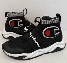 Champion Rally Pro Pull on Men's Black Sneakers High Top Rubber Sole Size 10M