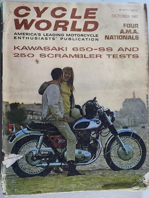 Cycle World October 1967 Vintage Motorcycle Magazine KAWA 650-SS 250 Scrambler
