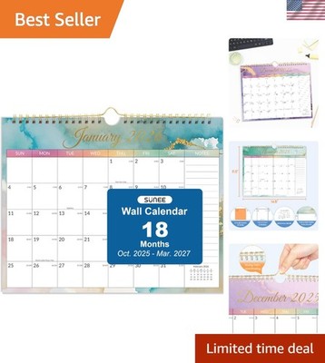 Ample Writing Space: 2026 Watercolor Calendar - 18- of Organized Planning