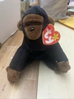 Ty Beanie Babies Congo the Gorilla Black Brown Plush 1996 Style 4160 Vintage Tag