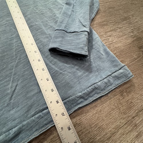 32 Bar Blues Shirt Mens Large Blue Henley Long Sleeve Pullover Cotton Heathered - Picture 7 of 9