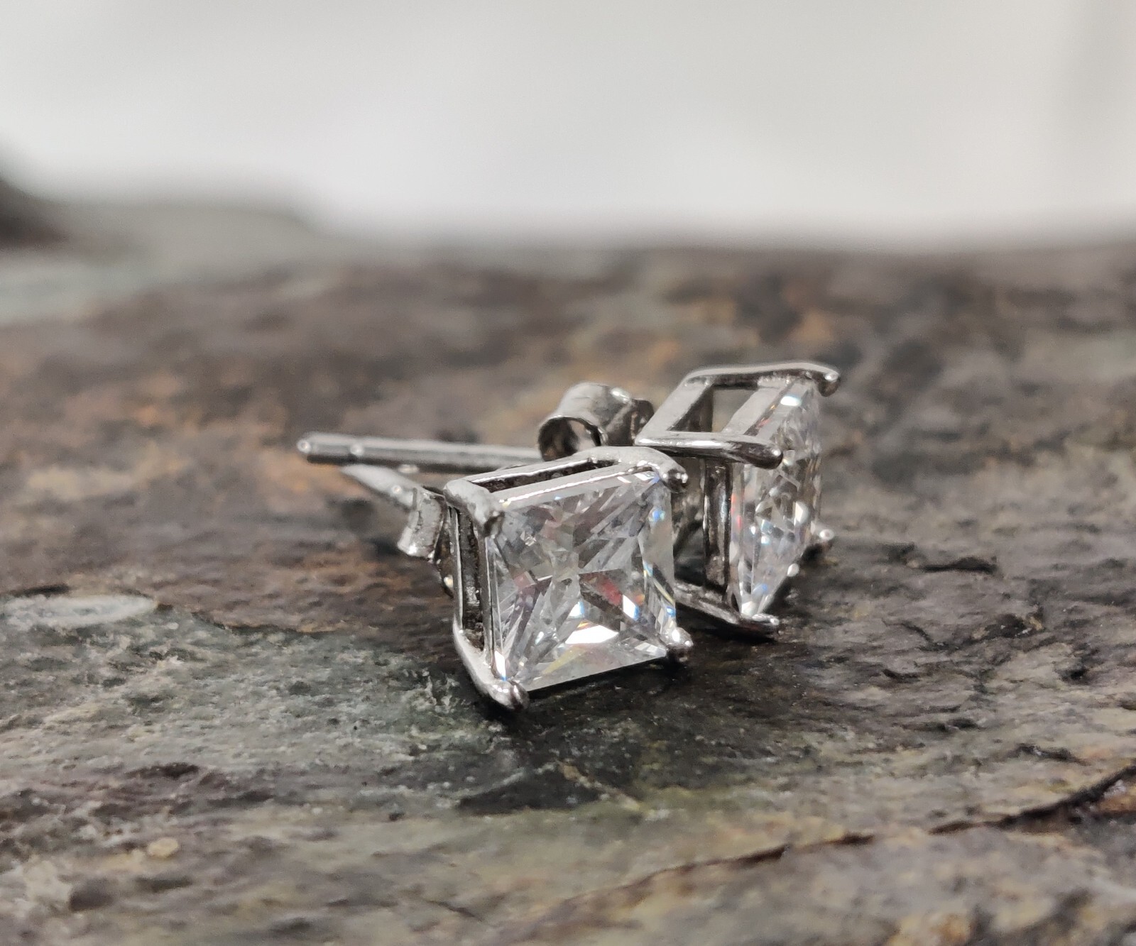 IBB Tiny Square Stud Post Earrings 925 Sterling S… - image 3