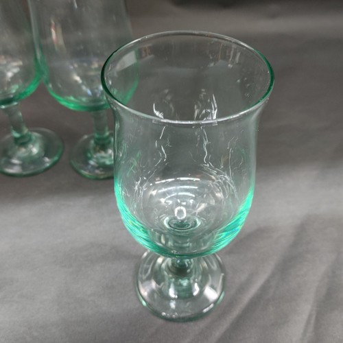 Vintage Light Green Tulip Wine Goblet 6 Pc Glasses Beverage Drinkware Libbey - Picture 6 of 9