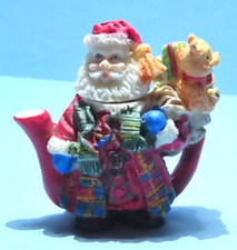 Vintage Miniature Hand Painted Resin Santa Claus Teapot  Lid 2.5" Tall