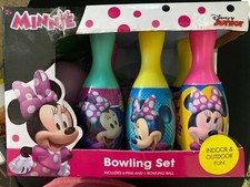 Disney Jr. Minnie Mouse BOWLING SET 6 Pins 1 Bowling Ball Indoor Outdoor Fun New