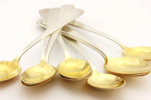 LOT OF 9 Gorham Sterling Silver Gold Wash Fruit Spoon Monogram Mothers-Old 97g