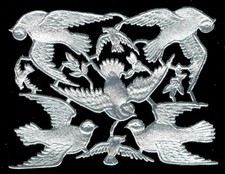 Scrap Die cut Dresden Silver Foil Paper Mixed Doves Victorian Crafts