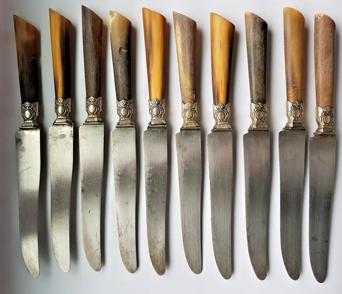 Lot De 10 Couteaux Anciens TD Paris – Manche Corne Et Acier – 1900-1919
