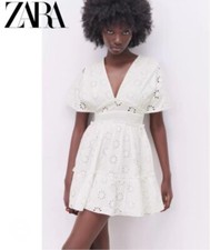 ZARA White broderie mini Dress MEDIUM Suit UK 10-12
