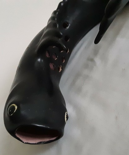 Vtg Flower Frog Fish Statue Koi Mid Century Ceramic Functional Figural Art - Picture 7 of 12