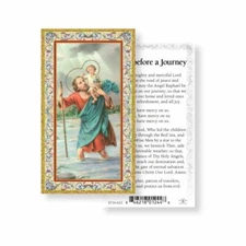 Saint St. Christopher - Prayer before Journey - gold trim - Paperstock Holy Card