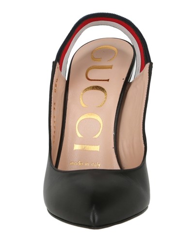 Gucci Womens Sylvie Leather Web Slingback Pumps - Picture 4 of 4