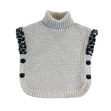 Aspen Turtleneck Sleeveless Knit Sweater Poncho Kids Small 5-6 Faux Fur Trim