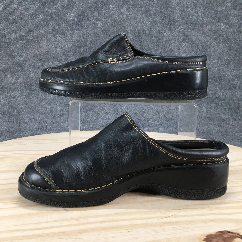 Туфли чероки женские 9 Mule сабо черный кожаный повседневный закрытый носок комфорт на танкетке - Изображение 2 из 4