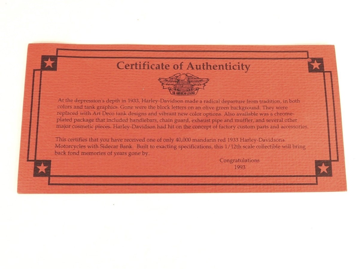 期間限定出品 80's Harley Davidson チャンピオンボディ VINTAGE HARLEY-DAVIDSON RED 1933 MOTORCYCLE SIDECAR DIE CAST BANK