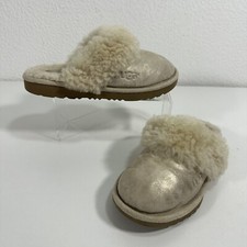 Ugg Cozy II fluffy Slippers Metallic Uk 2 Gold Silver Sheepskin Comfy House Shoe