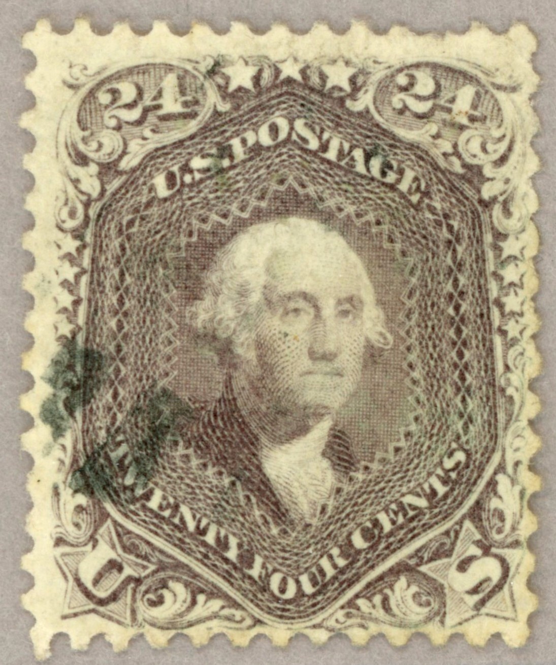 US Scott70a FVF 1861 24c Washington brown lilac, very light cancel, a