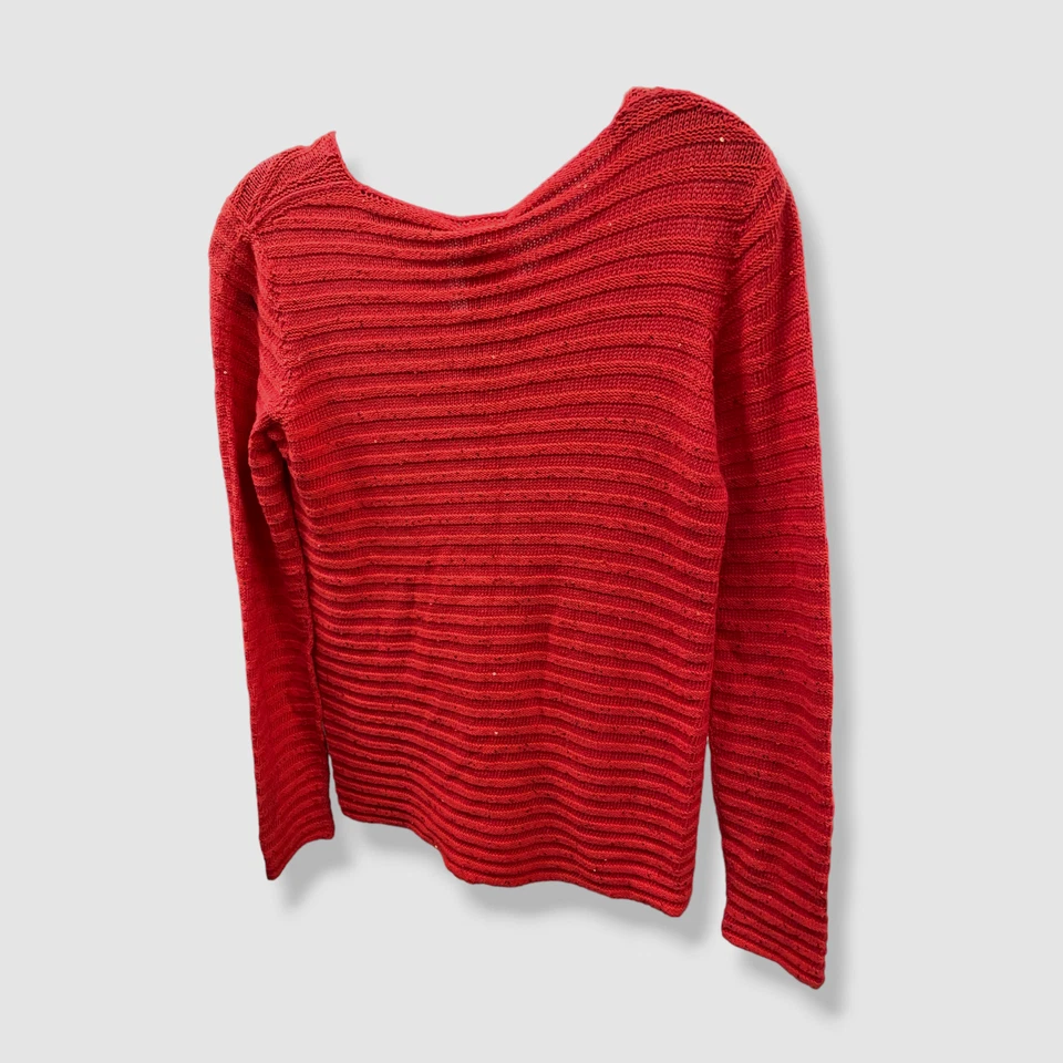 $875 Suéter Armani Collezioni Para Mujer Rojo Algodón Lentejuelas Cuello Redondo Talla 6 Foto 2 de 3