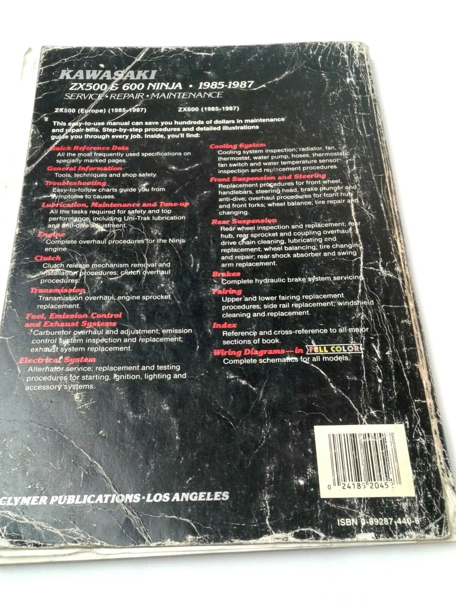 1985-1987 Kawasaki ZX500 & 600 Ninja Service Repair & Maintenance