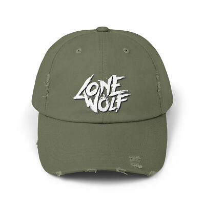 Lone Wolf Hat, Lone Wolf Unisex Distressed Cap, Custom Cap